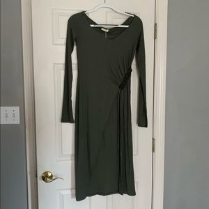 Zara Olive drawstring longsleeve ribbed tunic